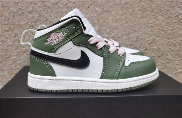 Youth Running Weapon Air Jordan 1 Green/White Shoes 0060